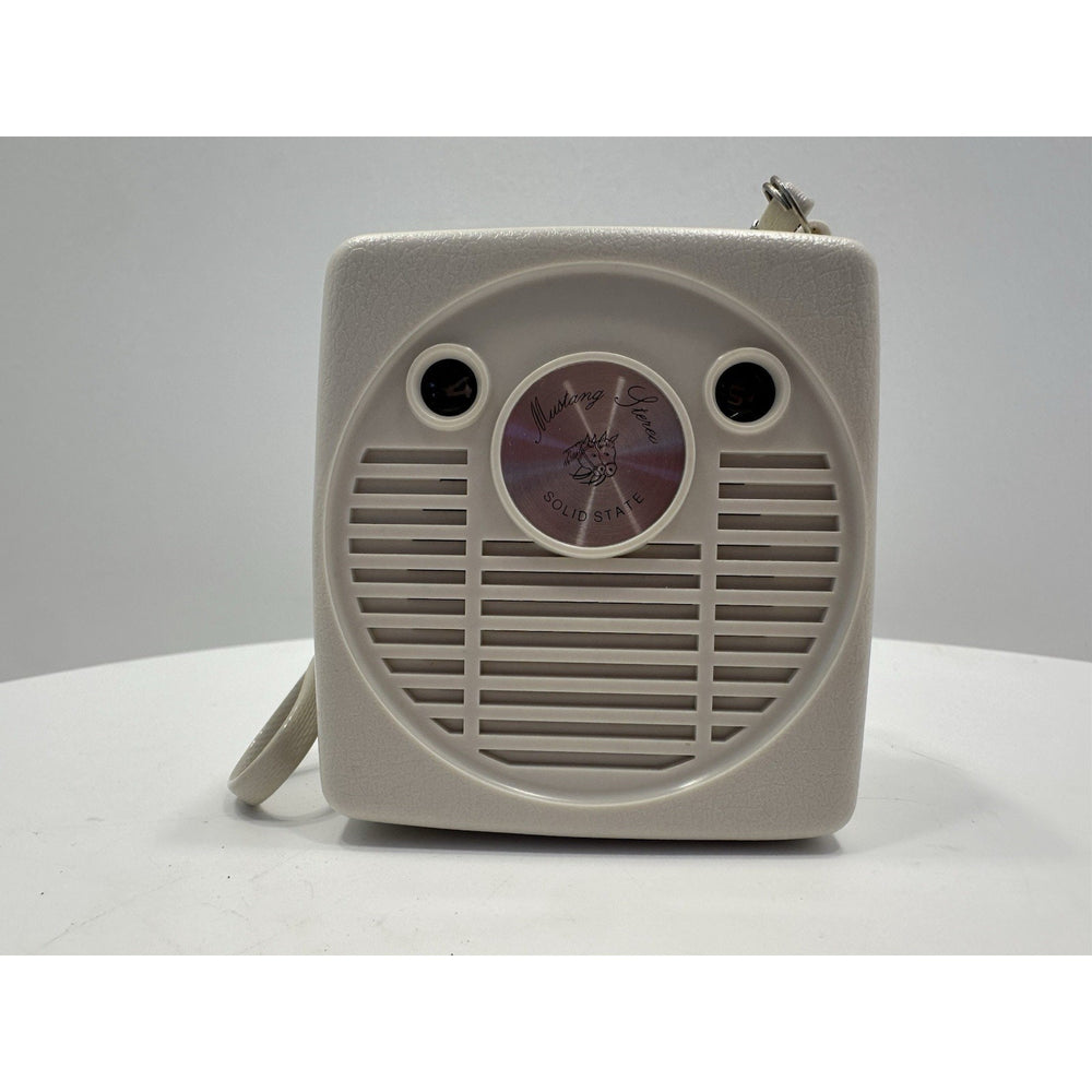 VINTAGE *NEW* 1960's MUSTANG AM Micro Solid State Transistor Radio White