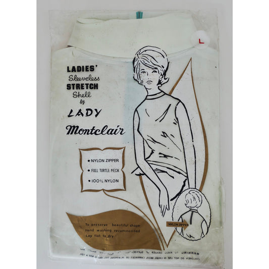 VINTAGE *NEW* 1970's Lady Montclair Women's Cream Thin Sleeveless Stretch Top Size L