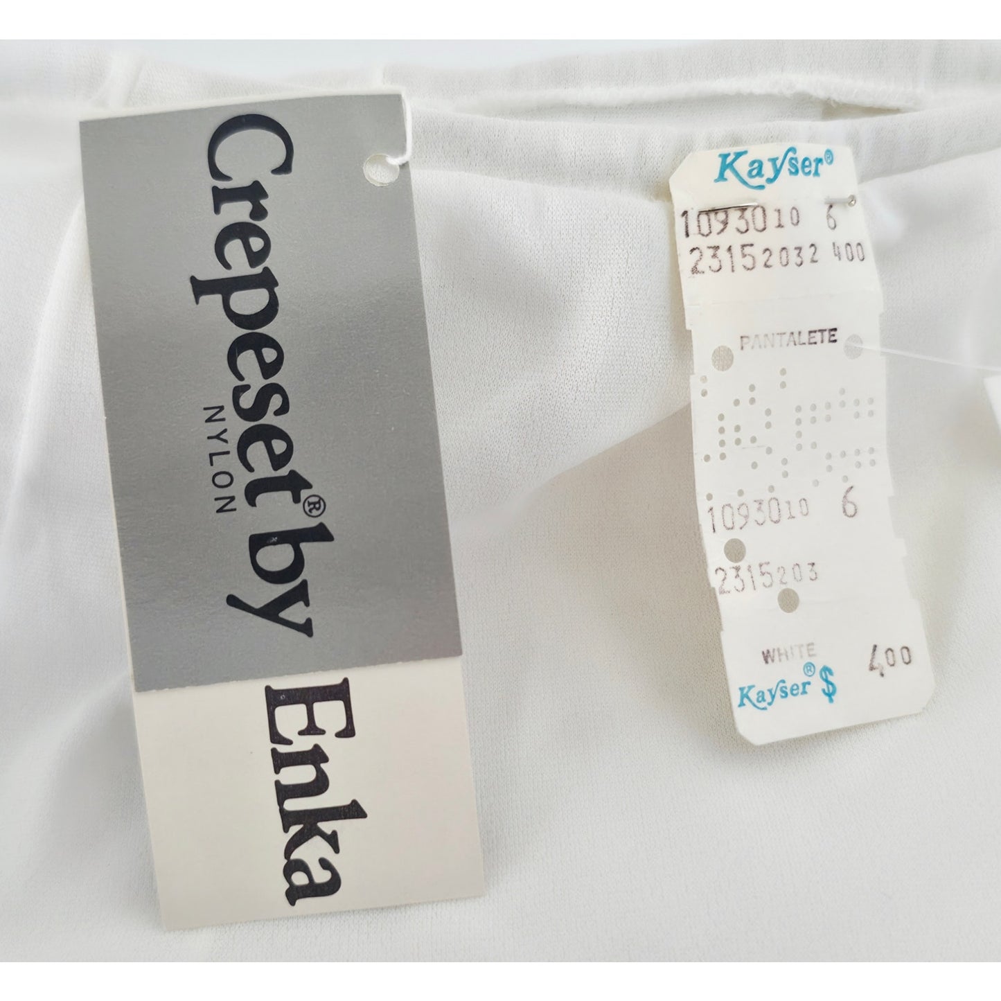 VINTAGE *NEW* 1960's Kayser Women's Crepset White Pantalette  100% Nylon Size 6