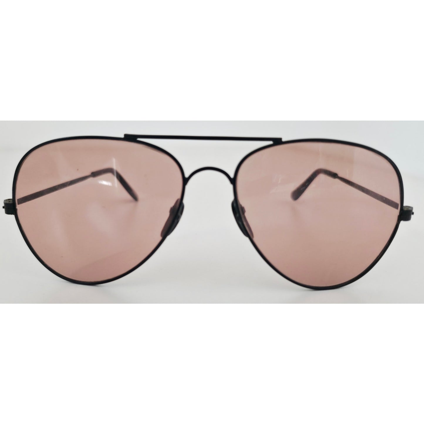 VINTAGE *NEW* 1970's Black Frame with Pink Tinted Lens Aviator Sunglasses