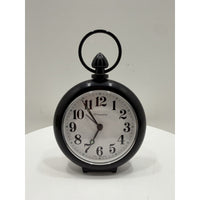 VINTAGE *NEW* 1970's Dynasty 7" Keywound Metal Alarm Clock - Black