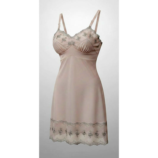VINTAGE *PRISTINE* 1960's Aristocraft Women's Beige Slip Dress Size 32