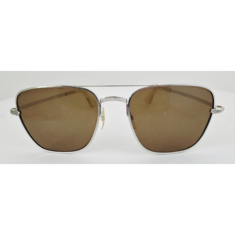 VINTAGE *NEW* 1970's Glam Unisex Silver Frame Brown Lens Sunglasses