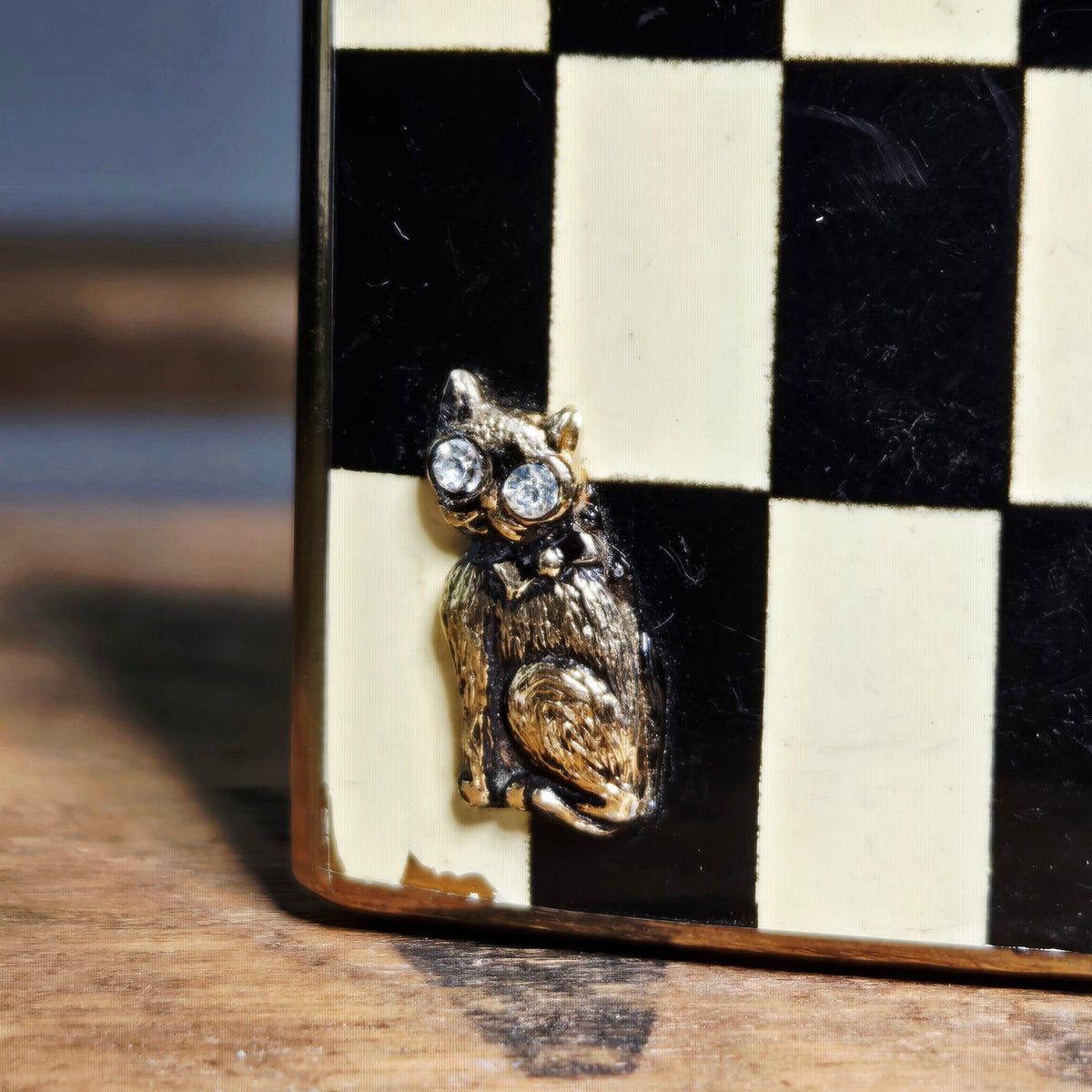 VINTAGE *NEW* 1960's Ron Imperial Checkered Kitty Cat Lighter Japan