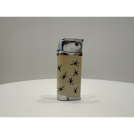 VINTAGE *NEW* 1960's Manor Butane Lighter Cream w/Stars