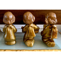 VINTAGE *NEW* 1960's Commadore Happy Time Set of 3 Gold Singing Angel Figurines