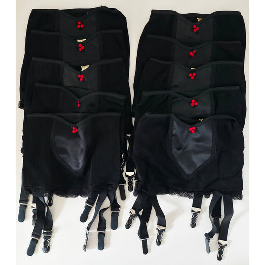 VINTAGE *NEW* 1950's Women's Black Girdles with  Garter Belt Size S Lot of 10