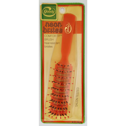 VINTAGE *NEW* 1975 Goody #7176/4 Neon Bright Orange Comfort Tip Brush