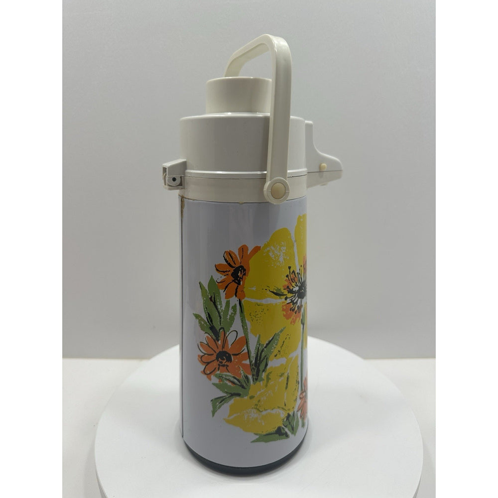 VINTAGE *NEW* 1970's Drink Dispenser w/Flowers Pumper Coffee Hot Cold Beverage