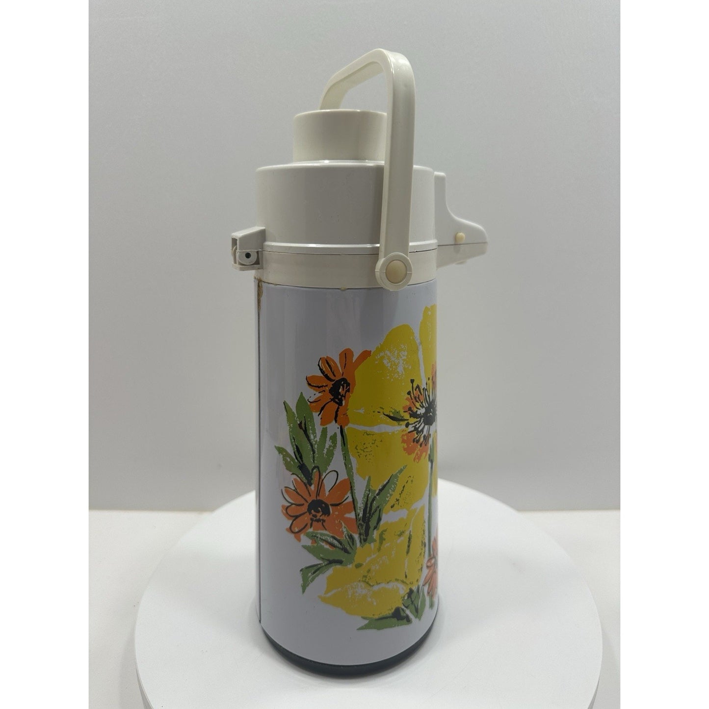 VINTAGE *NEW* 1970's Drink Dispenser w/Flowers Pumper Coffee Hot Cold Beverage