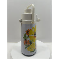 VINTAGE *NEW* 1970's Drink Dispenser w/Flowers Pumper Coffee Hot Cold Beverage