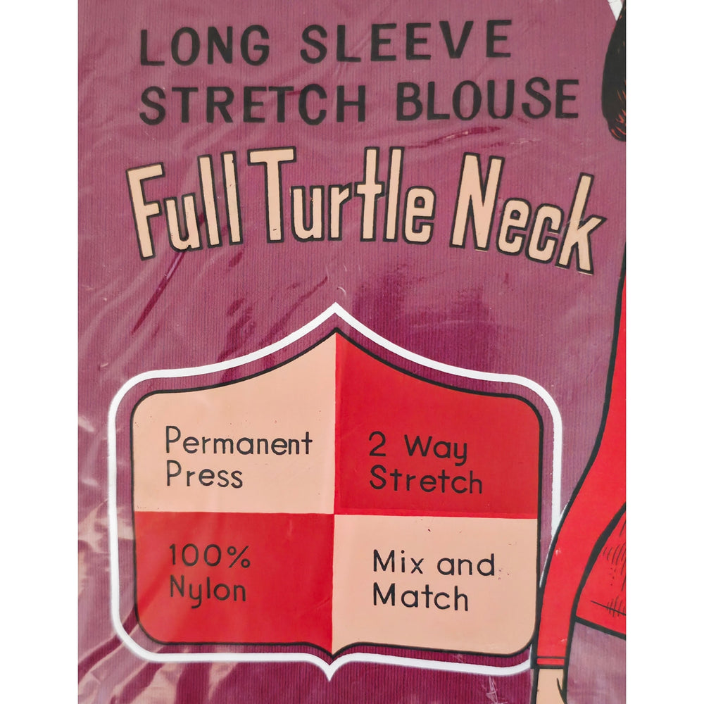 VINTAGE *NEW* 1970's Women's Maroon Full Turtle Neck Long Sleeve Top Size M