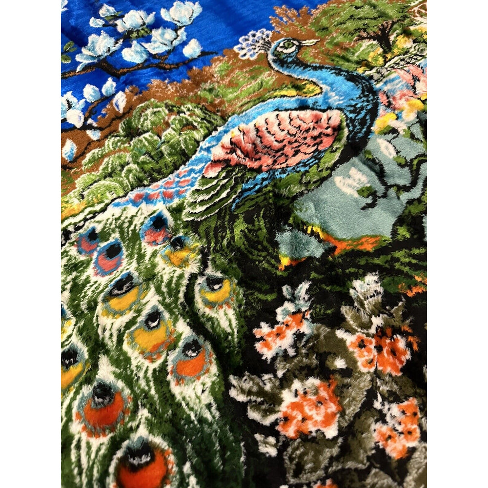 VINTAGE *NEW* Beautiful Peacock At the Lagoon Wall Art Rug/ Tapestry