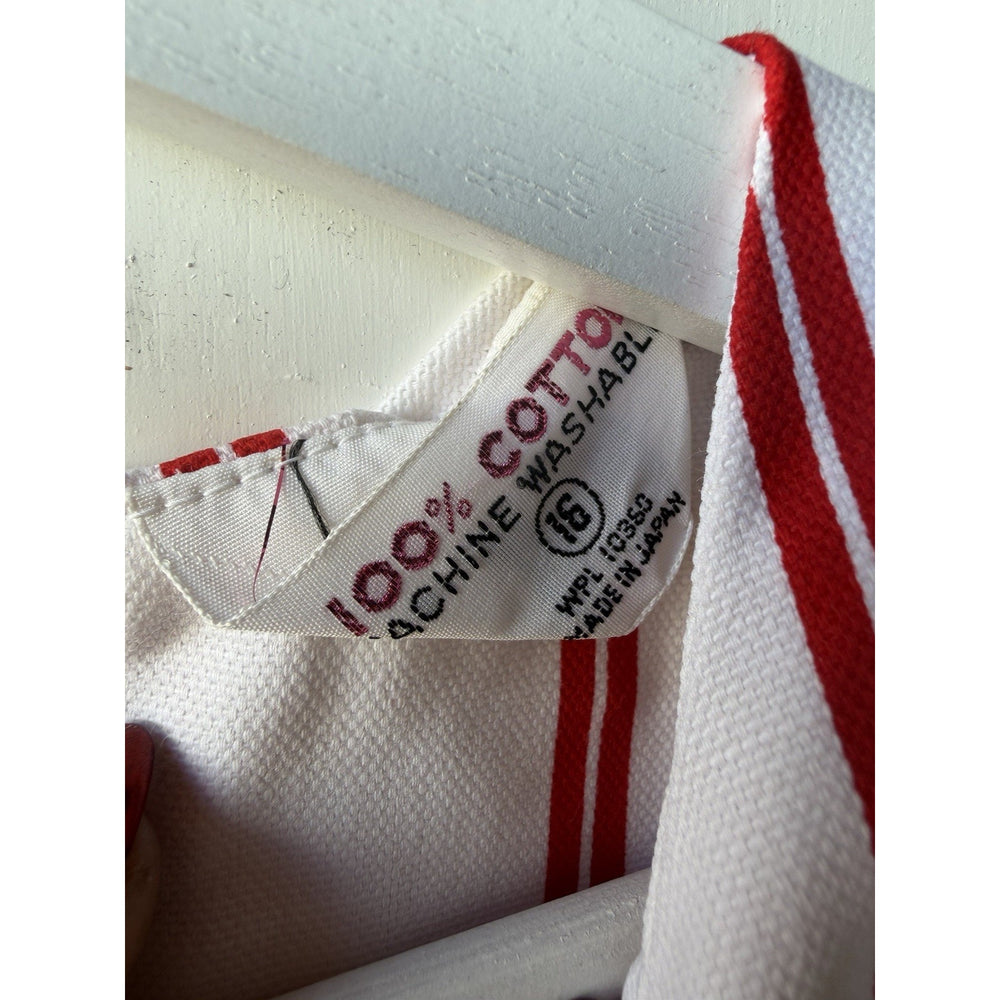 VINTAGE *NEW* 1960's Red/White Striped Waist Tie Romper Size 16 (Fits like 8-10)