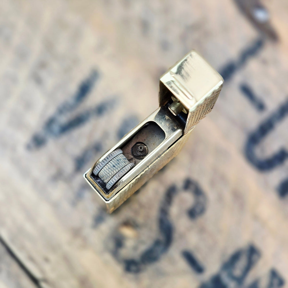 VINTAGE *NEW* 1960's JJJ Gold Textured Butane Lighter Japan