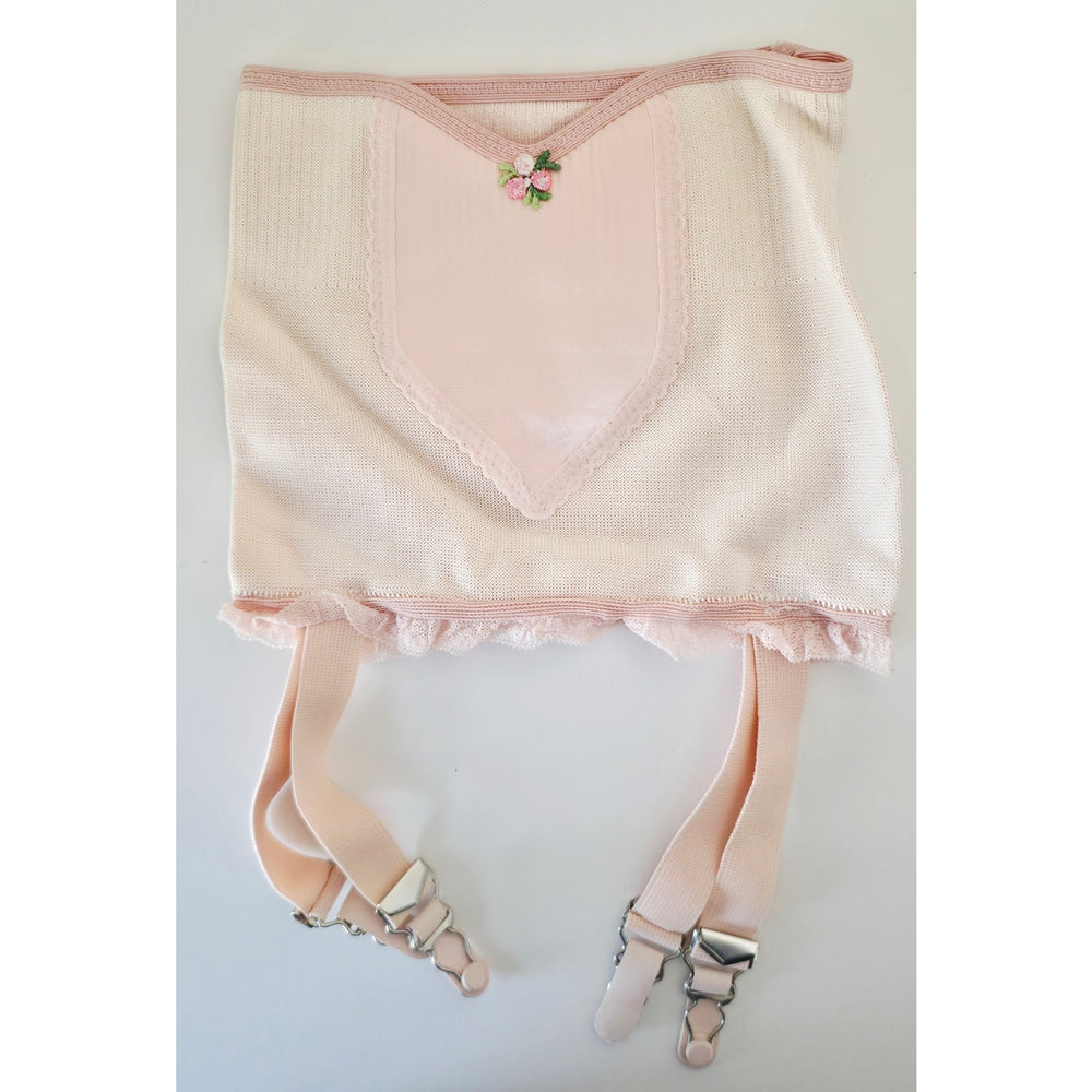 VINTAGE *NEW* 1950's Women's Light Pink w/Flowers Garter Belt Size S | Set of 10