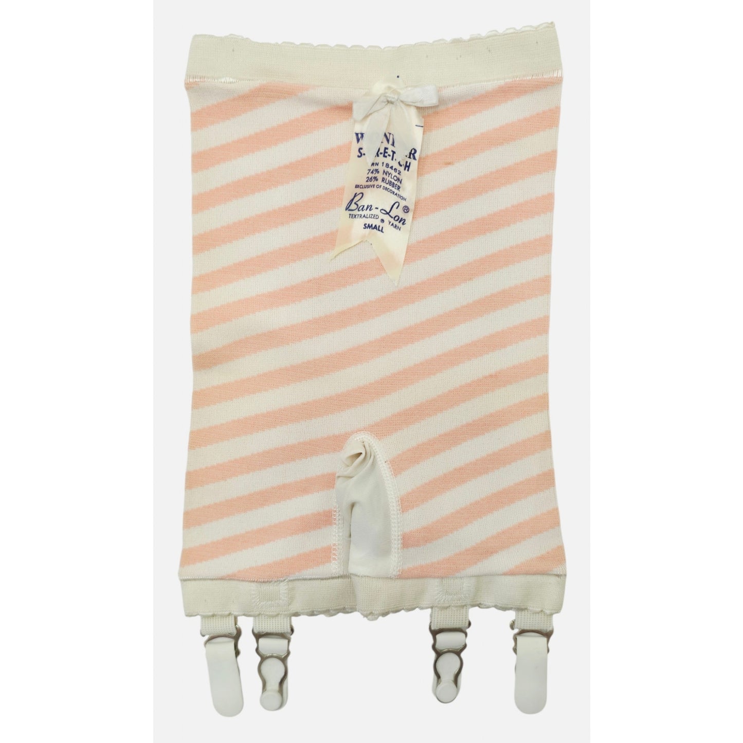 VINTAGE *NEW* 1960's Ban-Lon Women's Pink & White Striped Girdle w/Garter Size S