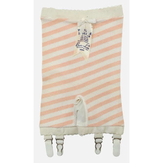VINTAGE *NEW* 1960's Ban-Lon Women's Pink & White Striped Girdle with Garters Size S