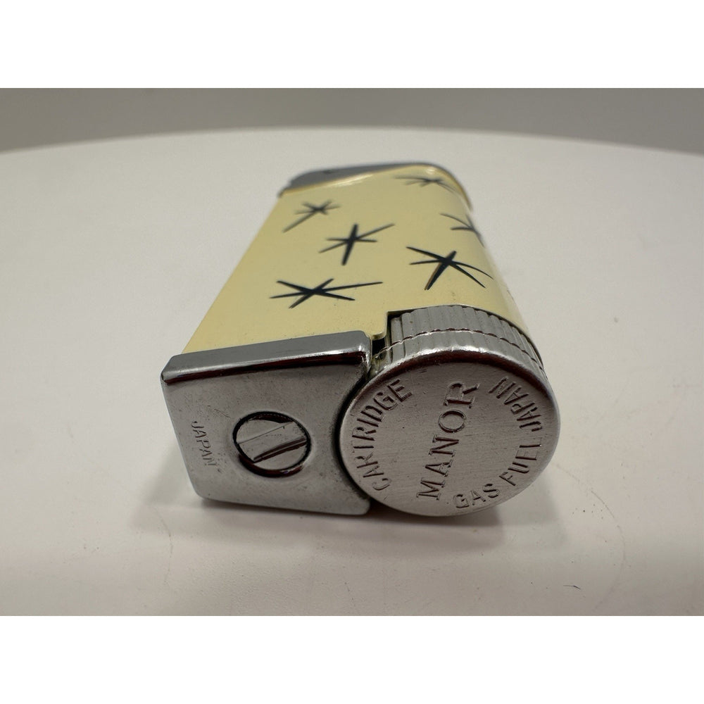 VINTAGE *NEW* 1960's Manor Butane Lighter Cream w/Stars