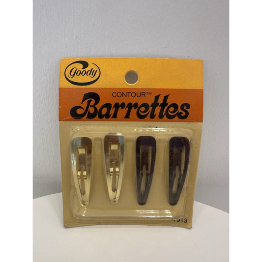 VINTAGE *NEW* 1975 Goody 7913 Contour Barrettes Pack of 4