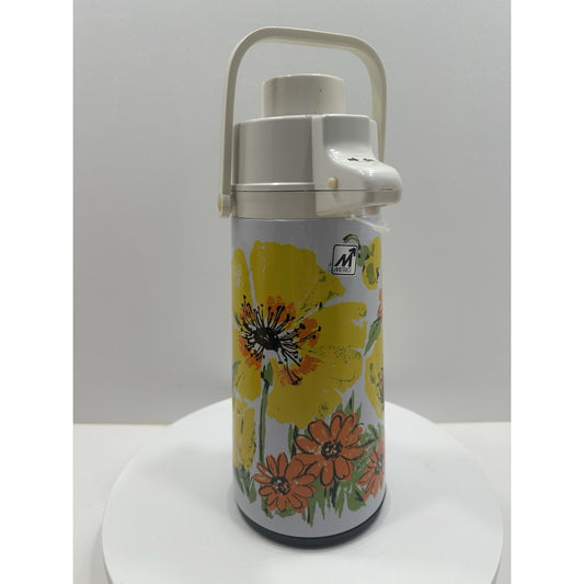 VINTAGE *NEW* 1970's Drink Dispenser w/Flowers Pumper Coffee Hot Cold Beverage