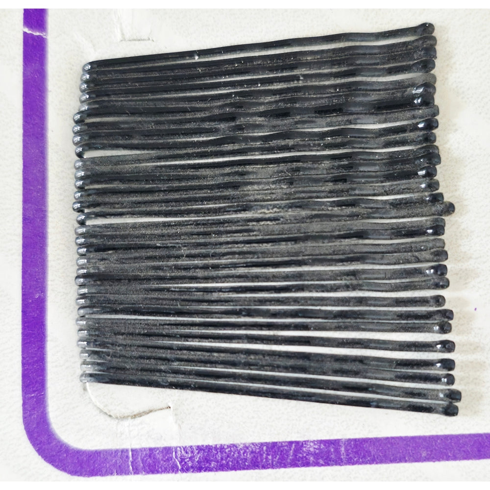 VINTAGE *NEW* 1970's 120 Black Rubber Tipped Bobby Pins On Card GP-97