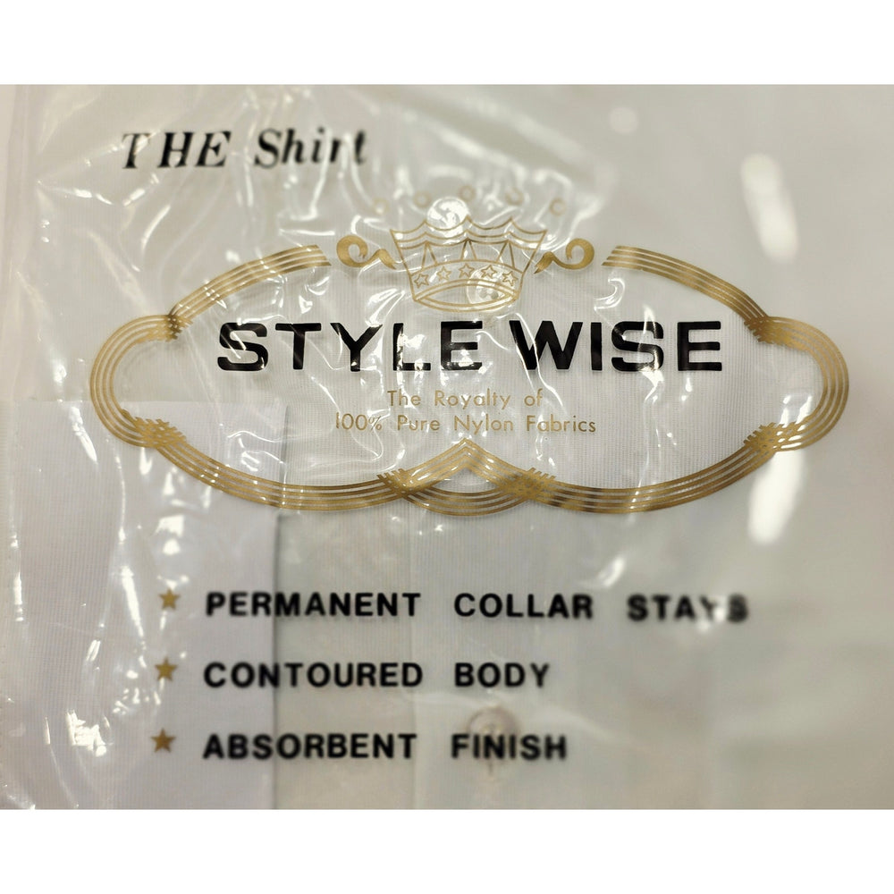 VINTAGE *NEW* 1960's Men's STYLEWISE Cream Dress Shirt 100% Nylon Size 14-32
