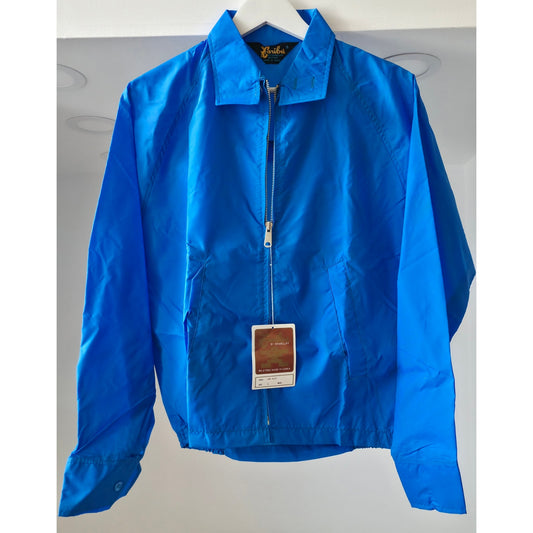VINTAGE *NEW* 1970's Caribu Men's Blue Nylon All Weather Zip Hood Jacket Size L