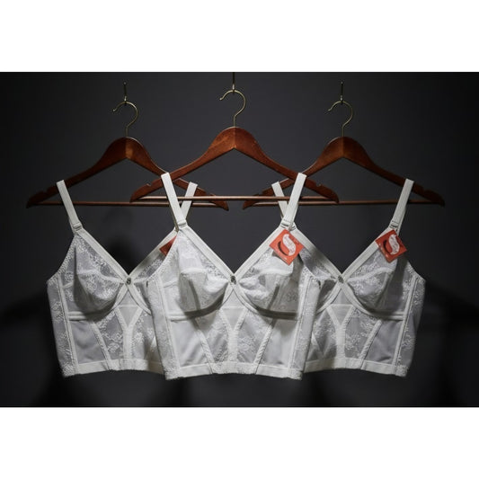 VINTAGE *NEW* 1960's Splendor Form Women's White Lace Bustier Top 34B Lot of 3