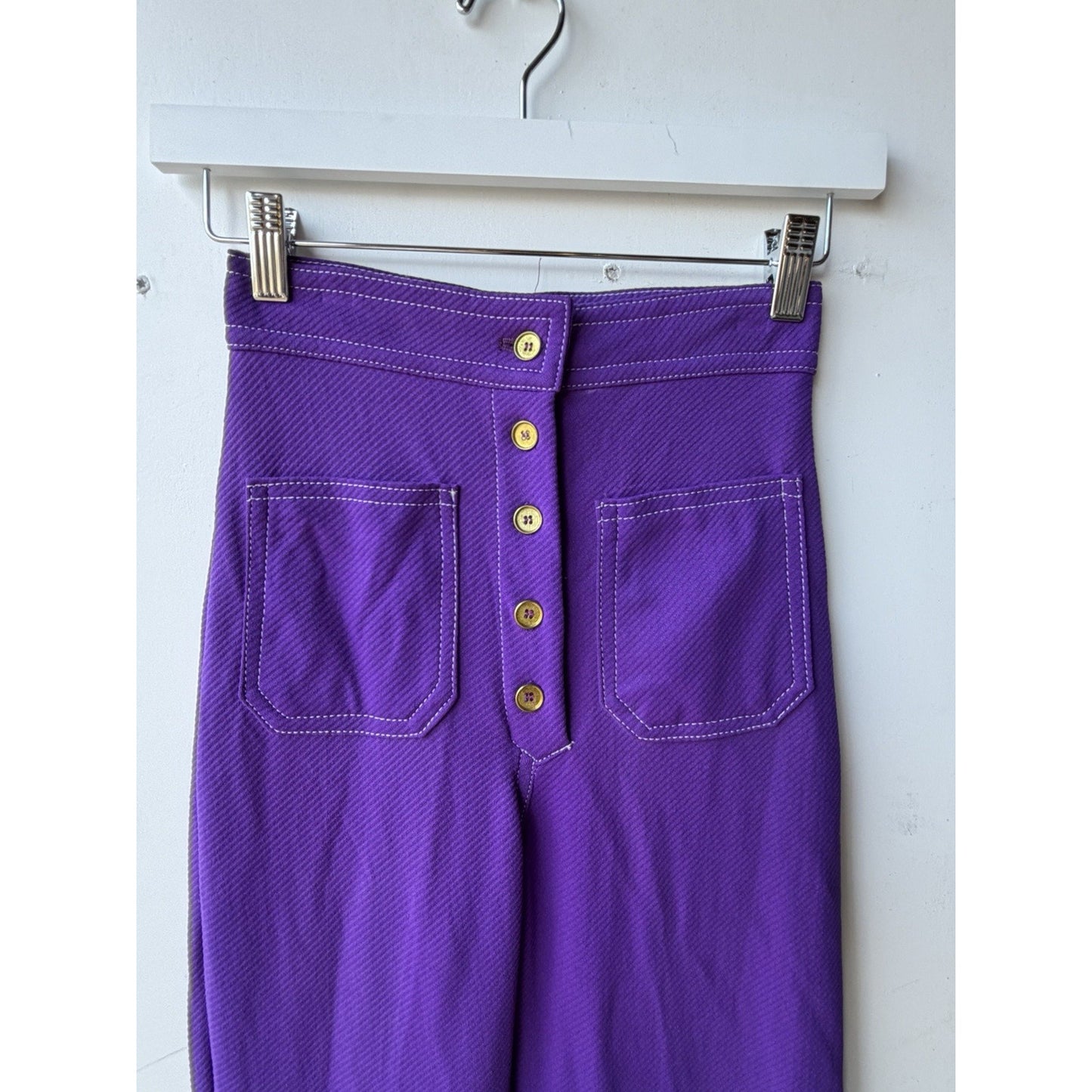 VINTAGE *NEW* 1960's Women's Purple 5-Button Twill w/Front Pockets Pants Size 8