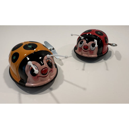 VINTAGE *NEW* 1960's K Lady Bug Wind-Up Metal Toy Set Japan