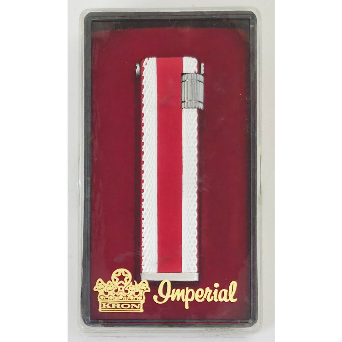 VINTAGE *NEW* 1950's Kron Imperial Red and Silver Lighter Japan
