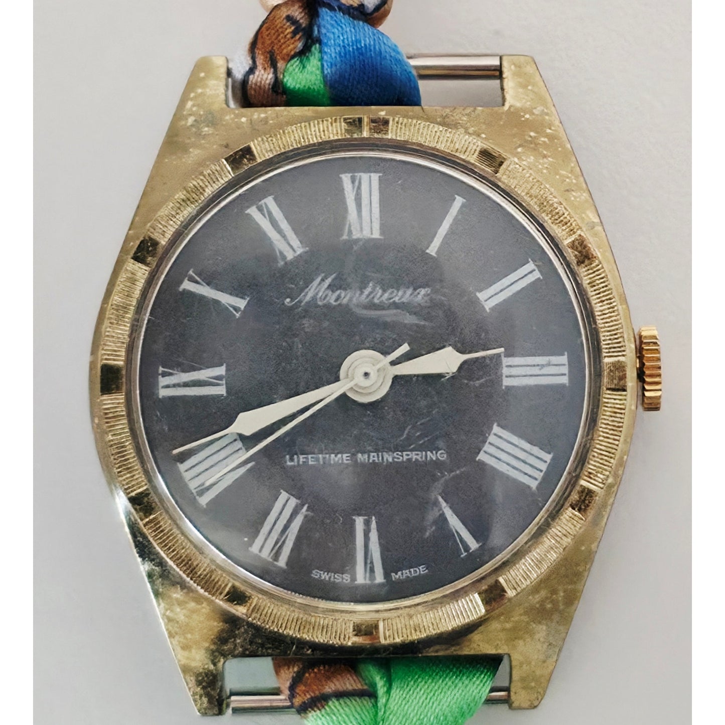 "Frozen In Time" 1960's Vintage Watch Face w/ Silk/Satin Tie Bracelet