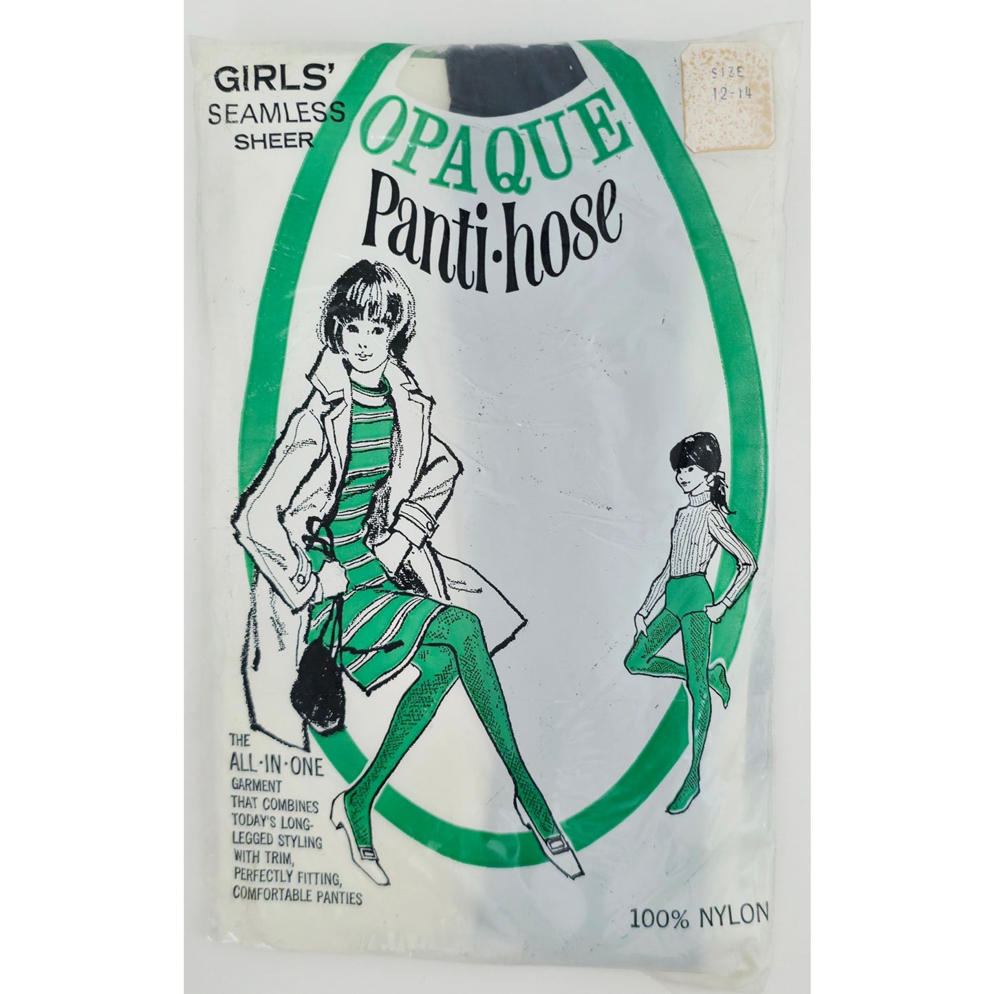 VINTAGE *NEW* 1960's Girls Opaque  Pant Hose Black Size 12-14  Set of 3 USA