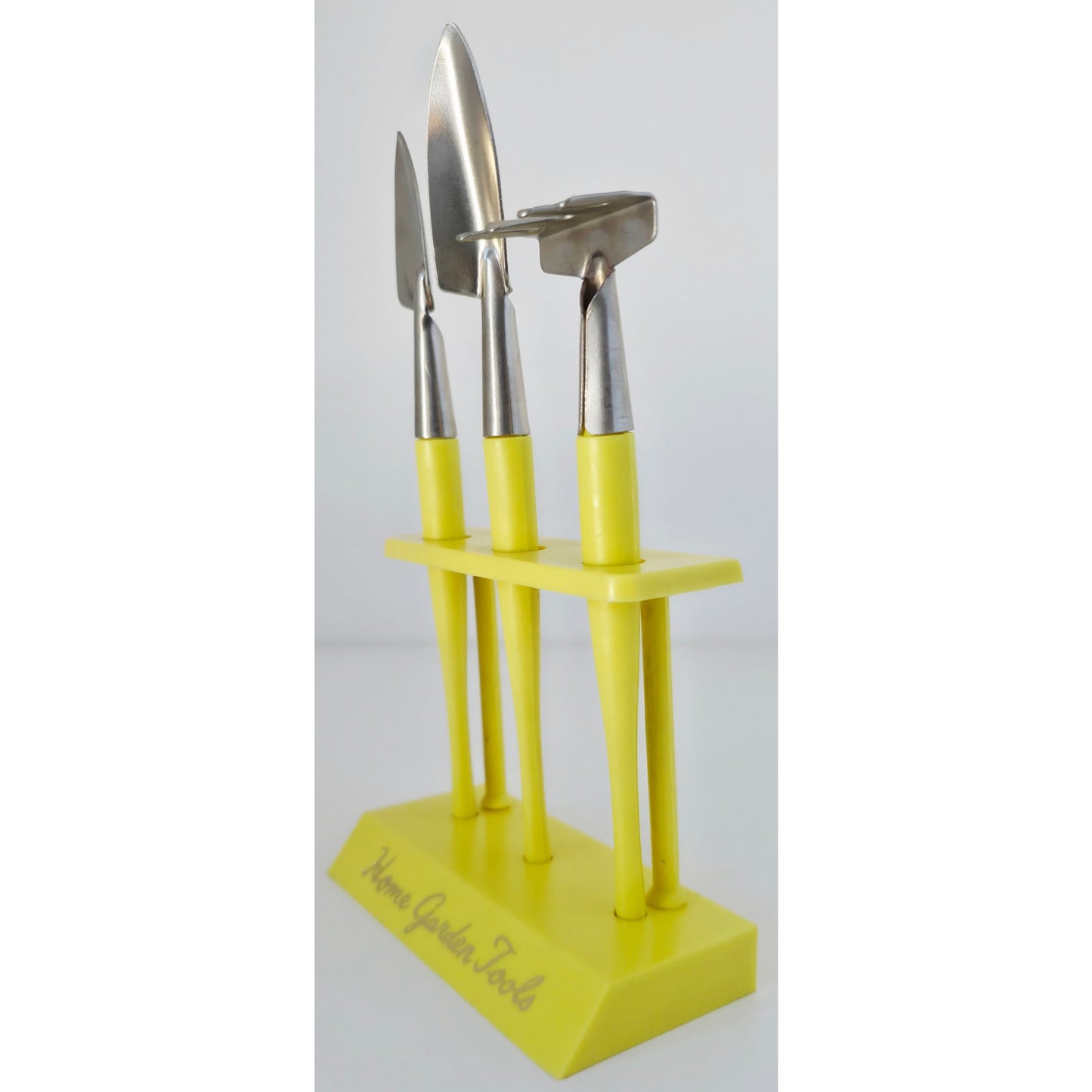 VINTAGE *NEW* 1970's Mini Hone Garden Tools with Stand Set of 3 Hong Kong