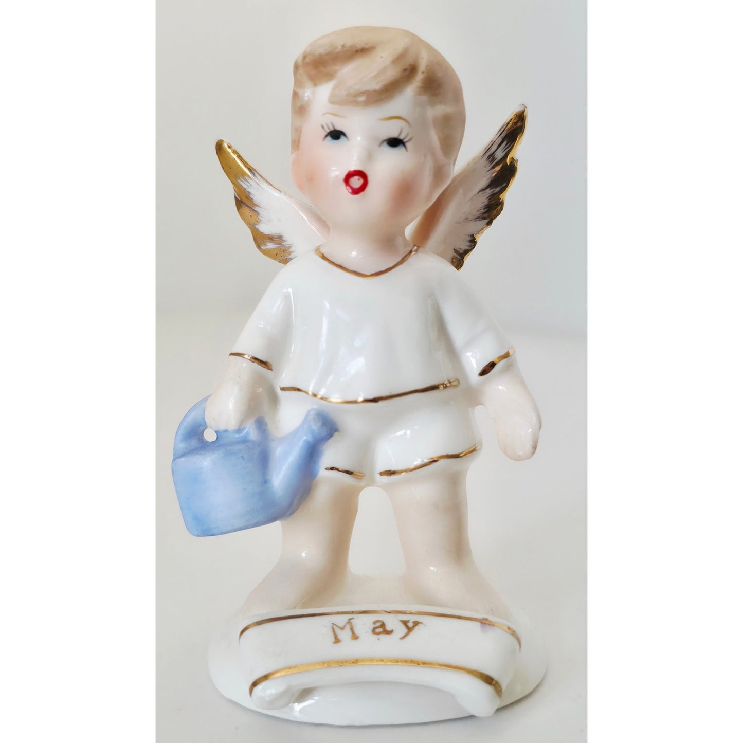 VINTAGE *NEW* 1960's May Girl Birthday Angel Figurine Porcelain Made in Japan
