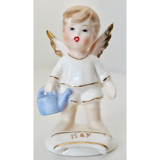 VINTAGE *NEW* 1950's May Boy Birthday Angel Figurine Porcelain Made in Japan