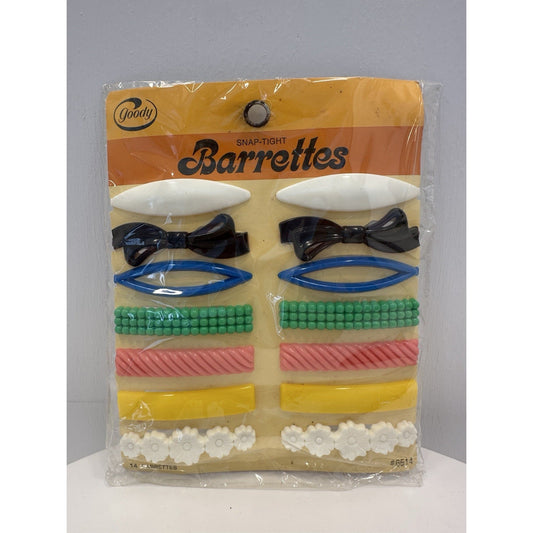 VINTAGE *NEW* 1975 Goody 6514 Snap-Tight Barrettes Multi-Colored