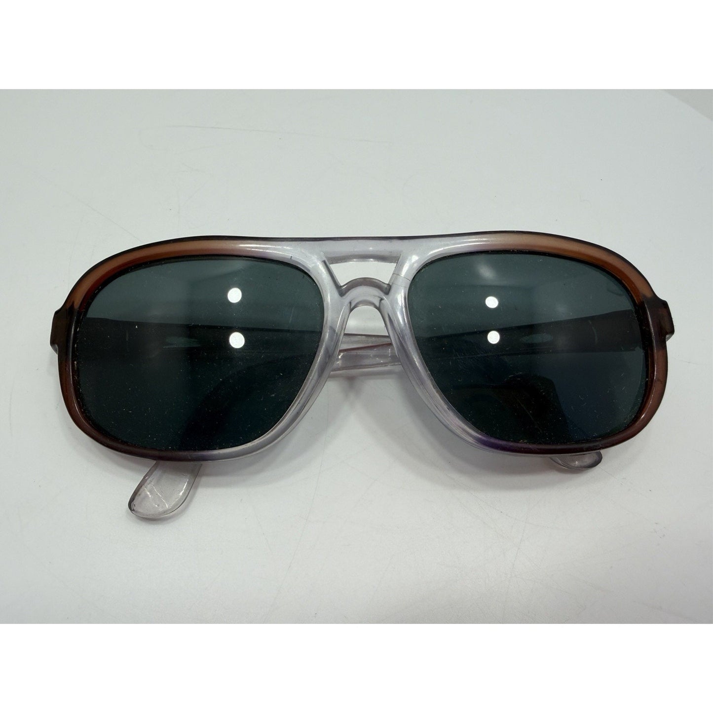 VINTAGE *NEW* 1970's Glam Unisex Gradient Frame w/Gray Lenses Sunglasses