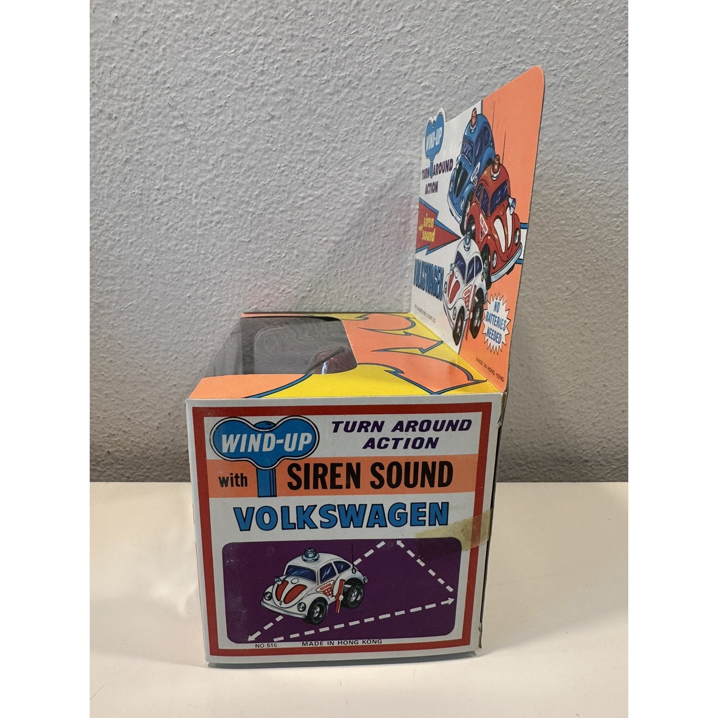 VINTAGE *NEW* 1970's Wind-Up VOLKSWAGEN Police Bug with Siren Sound Turn Around Action