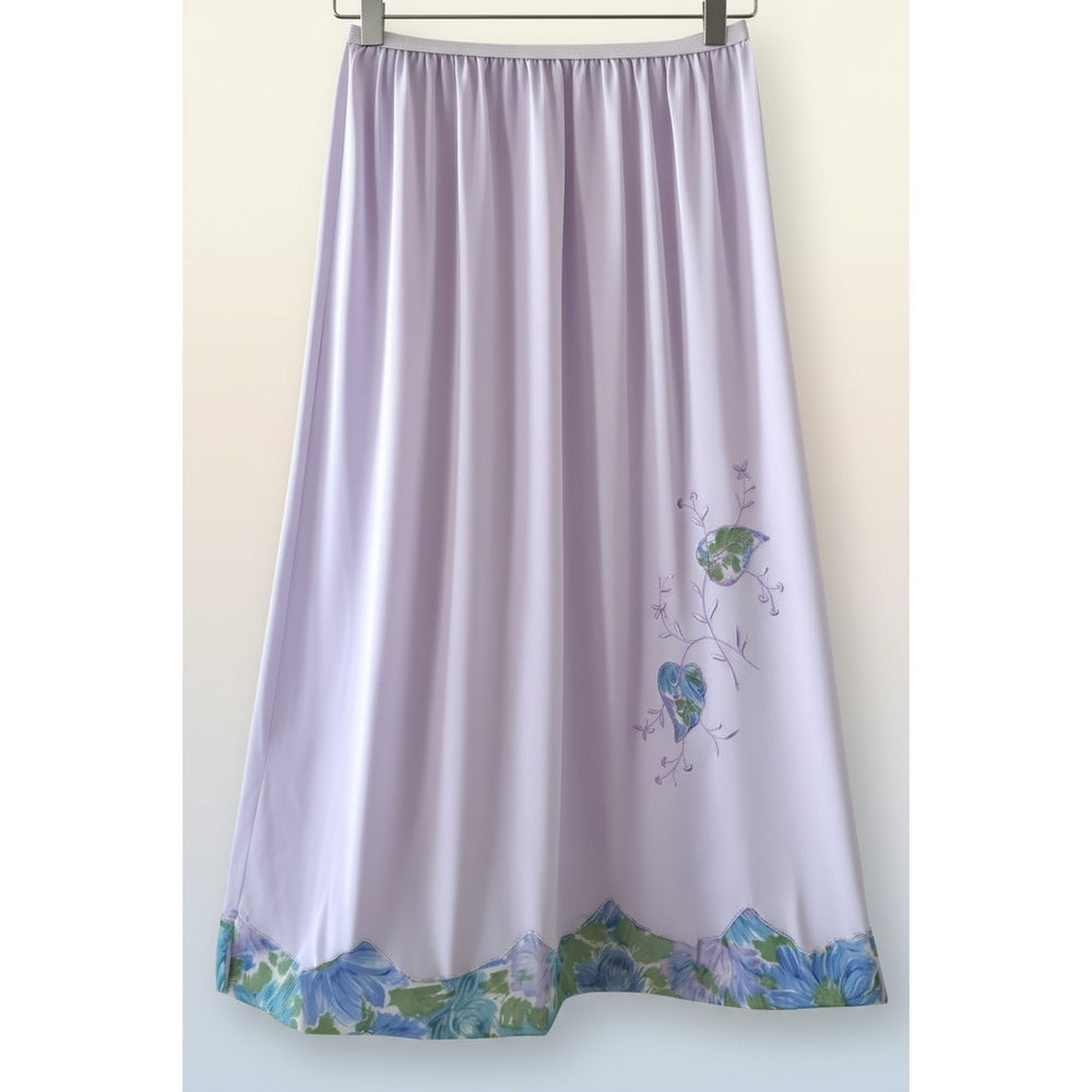 VINTAGE *NEW* 1960's Movie Star Women's Lt Purple Flowered Trim Slip Skirt Sz L