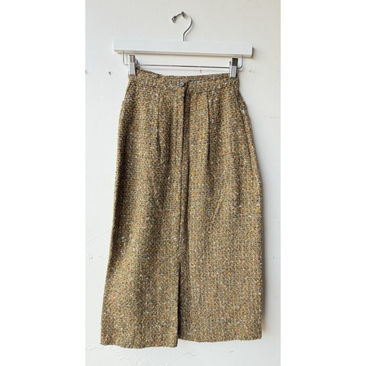 VINTAGE *NEW* 1960's Orange Tweed Italian Wool Mid-length Zip Skirt Size 22