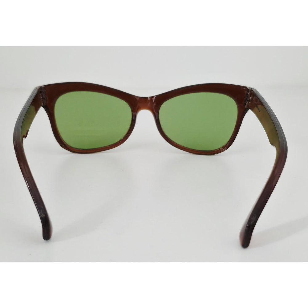 VINTAGE *NEW* 1970's Glam Unisex Sunglasses Brown Frame Green Lens