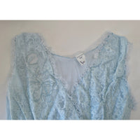 VINTAGE *NEW* 1960's Women's Light Blue Nightgown with White Lace 100% Nylon Size L
