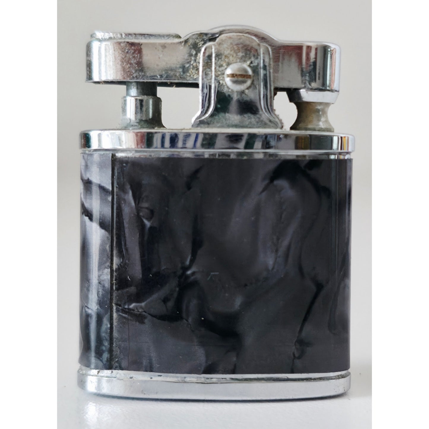 VINTAGE *NEW* 1956 Royal Star Japanese Super Lighter Black/Gray w/ Fleur-De-Lis