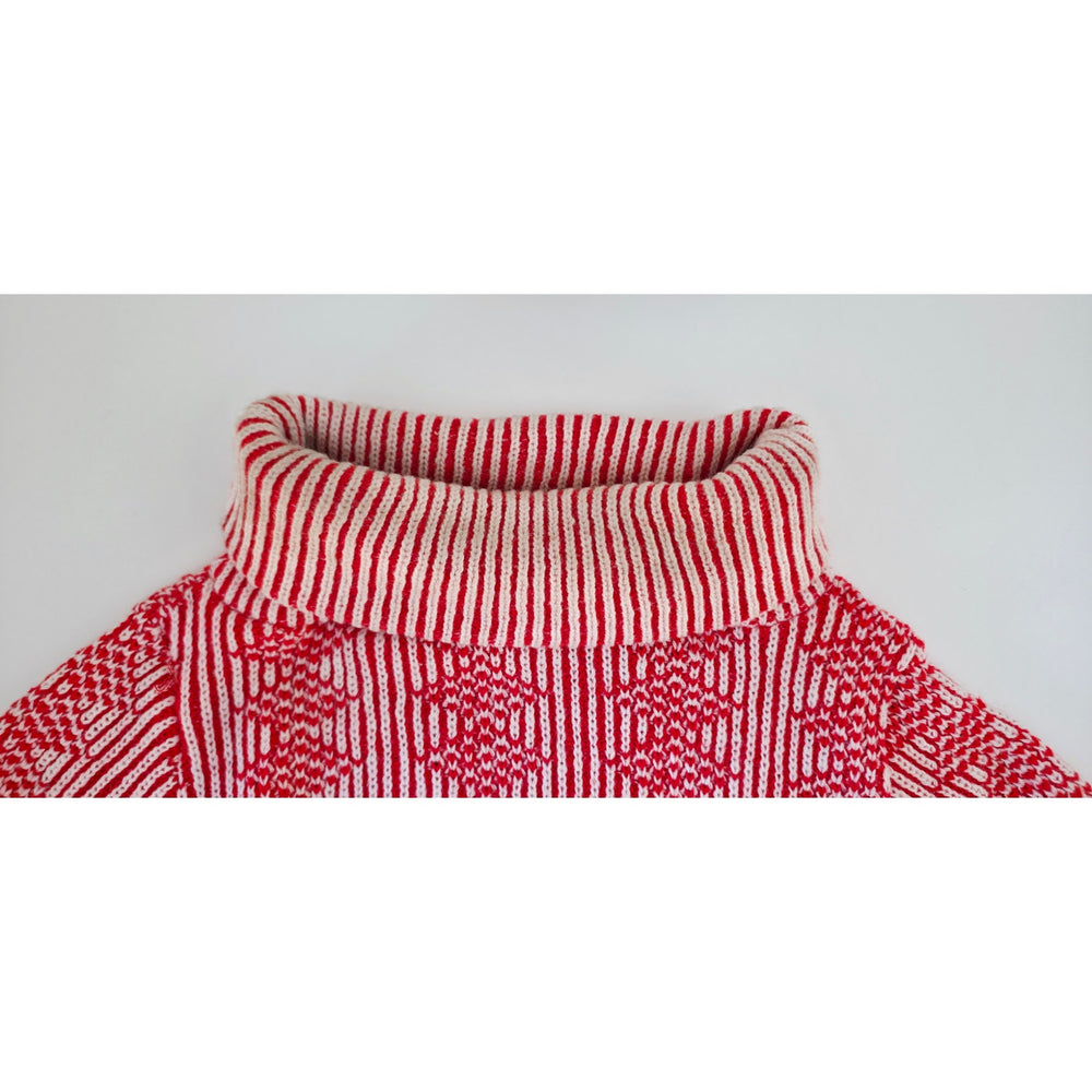 VINTAGE *NEW* 1960's DuPont Women's Red & White Collared Sweater Size M (36)