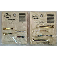 VINTAGE *NEW* 1975 Goody Silver and Gold Stay-Tight Barrettes #903 Set of 8 USA