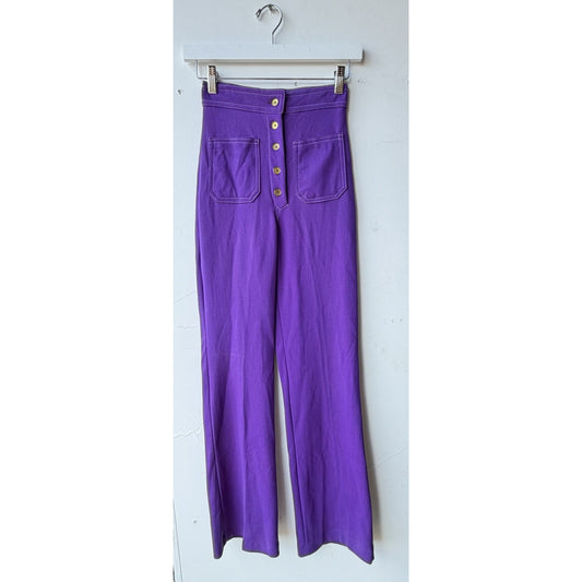 VINTAGE *NEW* 1960's Women's Purple 5-Button Pants Twill w/Front Pockets Size 8