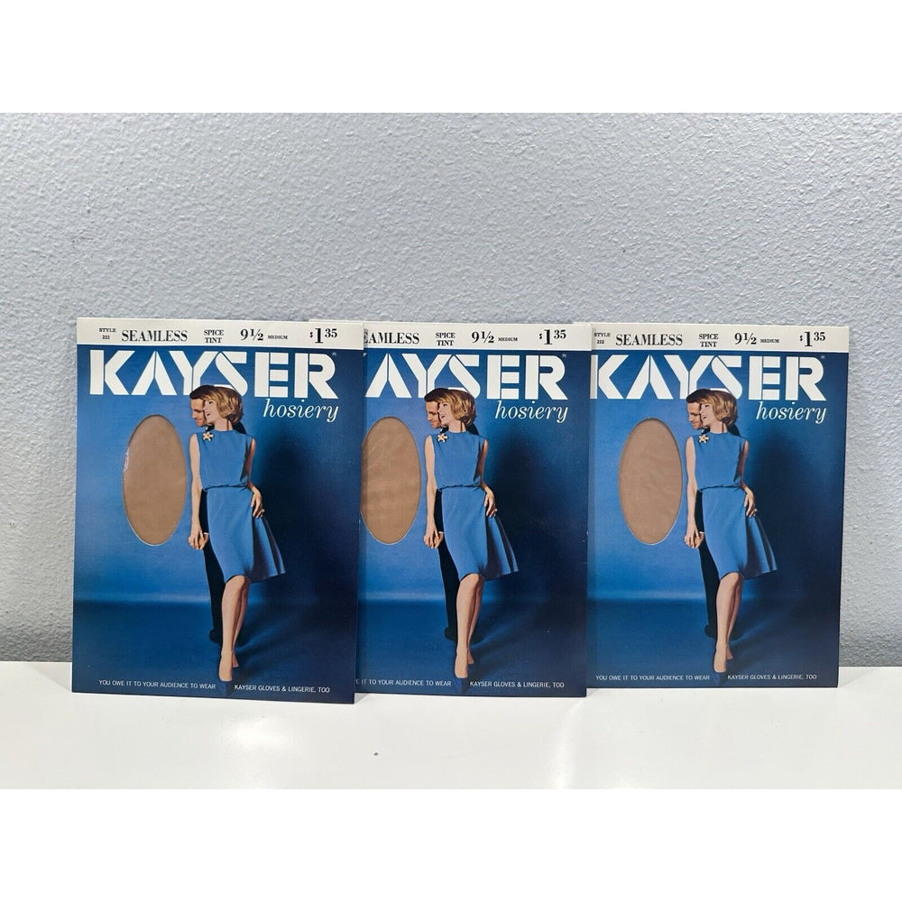 VINTAGE *NEW* Kayser Hosiery-Seamless-Spice Tint-1pair-Sz9.5M X 3