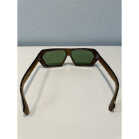 VINTAGE *NEW* 1970's Glam Unisex Sunglasses Brown Hex Frame MINT